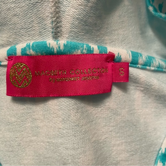 EUC - Macbeth Collection Hooded Tunic Swim Cover Up in Aqua/White - Small - Picture 4 of 7